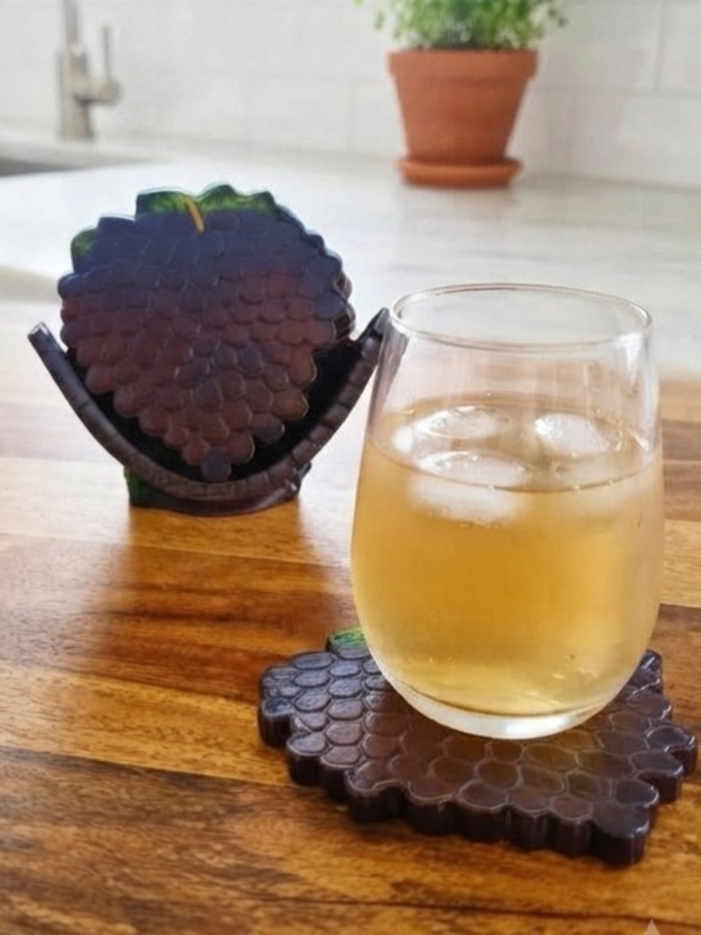 Vintage Grape Cluster Coasters Set of 4 Holder